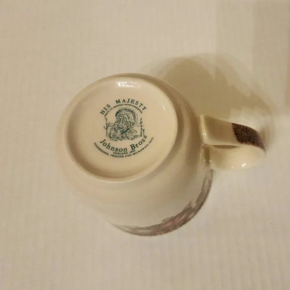 Johnson Bros His Majesty Coffee Mug Cup Thanksgiving Turkey Harvest England EUC
